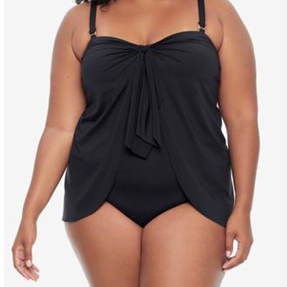 Lauren Ralph Lauren Plus Size Bandeau Flyaway One-Piece Swimsuit black 20W - Picture 1 of 10